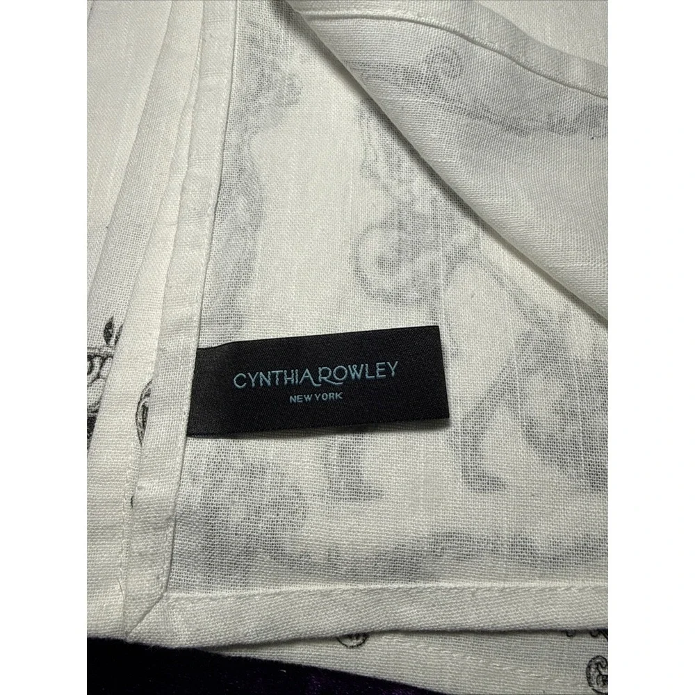 Cynthia Rowley Cloth Napkins Dancing Skeleton Couple Table Goth Black White Punk